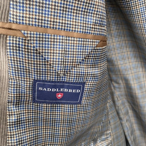 Saddlebred Blazer Sport Coat 44R Men's Gray Corduroy Two Button Classic Cotton - Picture 6 of 7